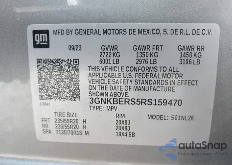 2024 Chevrolet Blazer Fwd Rs z USA, uszkodzony, nr VIN 3GNKBERS5RS159470